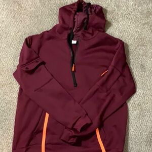 Maroon Hoodie with Orange Accents